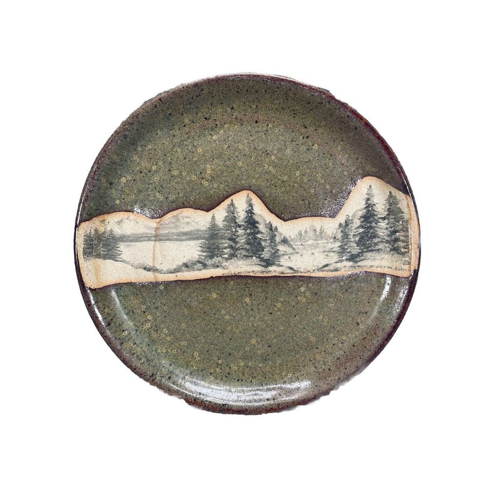 Always Azul Pottery Mountain Trees Scene Plate 8” Colorado
